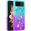 LEMAXELERS Custodia per Galaxy Z Flip 4 Case,Glitter Bling Liquido Sabbie Mobili Bumper Case TPU Silicone Protettivo Morbido Brillantini Quicksand Cover Case per Galaxy Z Flip 4,Blue Purple