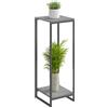 JEPRECO Supporto per piante da interno, alto 86,4 cm, scaffale moderno a 2 ripiani, supporto per vasi da fiori ad angolo, organizer per soggiorno, balcone, patio, giardino (grigio quercia)