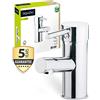 AquaSu 'aquaSu® 795500 - Miscelatore monocomando per il bagno, con cartuccia in ceramica, rubinetto ad alta pressione, eccentrico, nucleo in ottone, cromato