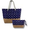 Vico Casa® Borsa mare donna con pochette, borsa con fantasia marina timone/Borsa a spalla 38x38X14cm con borsetta, tasca interna e manici in corda (ZX-14760S-3)