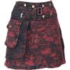 GURU SHOP Gonna fasciatoio, gonna corta, cacheur, stonewash funghi stampa minigonna donna cotone, rosso vivo, 36