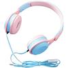 Fiauli Cuffie cablate per bambini, cuffie over-ear stereo HiFi Surround Mega Bass, cuffie per studenti pieghevoli compatibili con HD con microfono per il gioco Azzurro