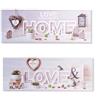 DRW Set di 2 quadri con luci a LED decorato con la Parola Love e Home Stile romantico 80x30x2,5 cm