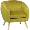 Totò Piccinni Poltroncina PILAR in Velluto imbottito con braccioli e piedini in legno (Velluto Giallo Senape, Poltrona)