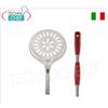 Pala Pizza a Sfornare Tonda Forata Inox, diametro 24 cm, con manico scorrevole