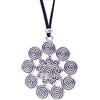 NILUXE DESIGN - Collana Spirale Donna Celtica In Zama Placcata In Argento Antico - Ciondolo Donna Sole Etnico Boho - Ciondolo Grande Celtico - Ciondolo Amuleto Talismano (Nastro scamosciato)