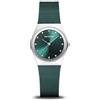 BERING 12927-808 Orologio da donna al quarzo, orologio da polso con cassa in acciaio inossidabile color argento da 27 mm e quadrante verde, cinturino in maglia milanese, vetro zaffiro, 3 ATM