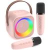 Jeefu Karaoke Macchina Bambini con 2 Microfoni Giocattoli per 3-12 Anni Ragazze Regali Mini Bambini Karaoke Microfono Macchina Giocattoli Regali per 5 6 7 8 9 10 11 Anni Ragazze Adolescenti