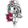 Amuefer Infermiera Charm Compatibili Bracciale Collana, Argento Sterling Ciondolo Natale Gioielli Regali per le Donne Ragazza Moglie Bambini Amici