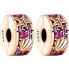 Amuefer Clip Conchiglia Oro Rosa Charm Compatibili Bracciale Collana, Argento Sterling Ciondolo Compleanno Natale Gioielli Regali per le Donne Moglie Amici