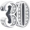Amuefer Numero 30 Charm Compatibili Bracciale Collana Argento Sterling Ciondolo Compleanno Natale Gioielli Regali per le Donne Ragazza Moglie Bambini Amici