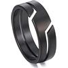 ZENSE - Anello Uomo con Struttura spaccata Nera ZR0175, Misura 24 (Circonferenza 64mm)