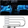 CGEAMDY Illuminazione Ambientale Dell'auto a LED, Interno Auto 4 In1 Impermeabile Striscia LED Luci D'atmosfera, Luce Del Vano Piedi Dell'auto USB Uno Trascina Quattro Luce D'ambiente(Blu Ghiaccio)