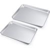 HaWare Teglia da forno in acciaio inox, set da 2, rettangolare, atossica, facile da pulire, lavabile in lavastoviglie, 40 x 30 x 2,5 cm e 32 x 25 x 2,5 cm, sana, durevole, facile da mantenere