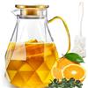 CNNIK Caraffa Vetro Brocca Acqua Bottiglie Vetro Caraffe per Aperitivi in borosilicato con Acciaio Inossidabile Coperchio per Il Tè Freddo Vino Latte Succo Bevande Caffè Fatte Limone 2.2L