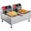 CROSSON Friggitrice Commerciale 12Litri,6000W Friggitrice Elettrica ad Olio Vasca Doppia Rimovibile con Cestello e Coperchio,Riscaldamento Rapido,per Cucina Ristorante