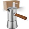 LAMBDA COFFEE® Caffettiera per caffè espresso a induzione, adatta a 100 ml, in acciaio inox, 1-2 tazze, per attività all'aperto, piccola moka