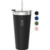 BOZ Bicchiere Termico in Acciaio Inox con Coperchio, 650 ml (Nero) | Senza BPA, Perfetto per Bevande Calde e Fredde