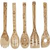 Atyhao Cucchiai di legno per cucinare, 5 pezzi Set di utensili in bambù Spatola di legno Cucchiaio di pala Utensile da cucina antiaderente Set di pentole