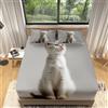 Generic Grigio Lenzuola Letto Singolo Con Angoli Animale Domestico Gatto Stampa 3D Lenzuolo con Angoli 90x190 Traspirante Elasticizzati Microfibra Coprimaterasso Tasca Profondità 30cm per Ragazzi Ragazze