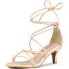Allegra K Sandali con cinturino da donna con tacco a gattino con lacci, Nero, 39 EU