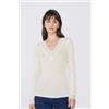 Tezenis Maglia Maniche Lunghe Scollo V Pizzo/lana Merino Donna Bianco