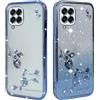 BAOJAY Compatibile per Samsung Galaxy M32 4G / A22 4G Silicone Case [Glitter Bling Cover Glitter Clear View,Custodia Trasparente Antiurto regali per ragazze e signoreo-blu