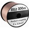 DCSk BLca - 2 x 2.5 mm² - 100m -Cavo per altoparlanti - HiFi Cavo per Altoparlanti e Casse Audio per Auto, CCA Rame, Trasparente
