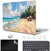 TeDaWen Custodia Rigida Compatibile con MacBook Air 13 Pollici 2023-2018 Release M1 A2337/A1932/A2179,Plastica Case Cover & EU Tastiera Cover & Screen Protecto & Adattatore USB，Beach Comics