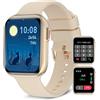 Bebinca Smartwatch DONNA (Effettua/Risponde chiamate VIVAVOCE) 1.69" HD Display Assistant vocale Microfono/28 Sport/Frequenza cardiaca/SpO2 IP68 Impermeabile Android/IOS(Oro Chiaro