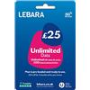 Lebara UK Unlimited Data Pay As You Go SIM Card, Minuti e SMS illimitati nel Regno Unito, 100 minuti internazionali per £25