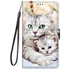 Nodigo per Oppo A94 5G/A95 5G Cover a Libro Pelle PU Portafoglio Magnetica con Disegni Animale Motivo Antiurto Case Flip Protettiva Silicone Bumper Custodia - Gatto