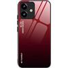 BORYA Cover per OPPO A40 4G / OPPO A40m 4G, Ultra Sottile Antiurto Morbida Silicone TPU Bumper Custodia, Colorato Gradiente Antigraffio Vetro Temperato Case, Rosso Gradiente