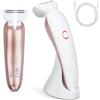 Henakmsl Rasoio Elettrico Donna, 3 in 1 Portatile Rasoio Donna con Luce LED, Umido e Secco Indolore Rasoio Elettrico per Viso/Gambe/Avambraccio/Bikini, Impermeabile Indolore, Ricarica USB