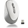 NGS Dew White - Mouse wireless silenzioso, ottico, ergonomico, DPI 800/1600 regolabile, ricevitore nano, ambidestro, plug and play, colore bianco
