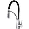 Heable Rubinetto da cucina, rubinetto da cucina girevole a 360° con doppio getto estraibile, flessibile in silicone nero, miscelatore lavello, rubinetto lavello monocomando, ottone cromato