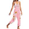 BJMAND Salopette casual da donna in denim con bretelle, stampa floreale vintage, vestibilità ampia, gamba dritta, tutina con tasche, taglie S-5XL pantaloni taglie forti, rosa, S