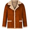 Generico Cappotto Uomo Scamosciato Giacca Montone con Collo in Pelliccia Turndown Collare Cappotto in Pelliccia Sintetica da Uomo Cappotto Invernale Foderato Caldo Vintage Cappotto Casual con Tasche