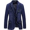 Generico Giubbotto di Jeans Uomo Slim Fit, Casual Denim Giacca in Jeans da Uomo Vintage
