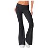 Generic Leggings da donna a vita bassa pieghevoli in morbido cotone pantaloni della tuta lounge yoga flare leggings elasticizzati Y2k joggers palestra, Nero , M