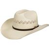 Stetson Cappello di Paglia Monterrey Western Donna/Uomo - da Cowboy Sole con Fascia in Pelle Primavera/Estate - M (56-57 cm) Bianco