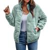 Generic Giacche invernali da donna calde e accoglienti in velluto a coste leggere giacche bomber trapuntate a maniche lunghe con zip intera colletto casual in cotone imbottito giacca corta shacket cappotto