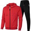 LinRim Tuta da jogging da uomo, tuta da casa, maglione Y2K, con cappuccio e baggy, in cotone, pantaloni lunghi da allenamento, per il tempo libero, set per la casa, Colore: rosso, M