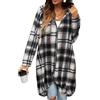 LIAOPUFUS Donna Giacca Lunga Con Cappuccio Con Cerniera Modello Griglia Giacca Casual Sciolta Colorata a Contrasto Ha Tasche(S,kaki)