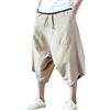 Minetom Uomo Pantaloni di Lino Casual Capri Pantaloncini Bermuda 3/4 Cargo Shorts Vintage Oversize Baggy Coulisse Comodo Jogging Pants Beige XL