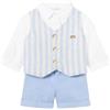 Mayoral Completo cerimonia battesimo neonato 4-6 mesi 70 cm con camicia gilet e pantaloncino in lino
