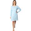 Leo Corsetteria Camicia da Notte 100% Caldo Cotone Donna Pois No Polsini Marca Arcte Azzurro Taglia XL