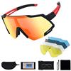 flintronic Occhiali Ciclismo, Occhiali da Sole Sportivi Polarizzati con 5 Lenti Intercambiabili, Ultraleggeri Antivento Anti UV per Uomo e Donna, Ciclismo Bici MTB Guida Pesca Running Golf Moto