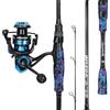Sougayilang MX-1 - Canna da pesca da spinning e mulinello, 2 sezioni con mulinello da spinning 11+1BB, per spigola marina, pesce persico, merluzzo carbonaro, pesce labbro 2,1H