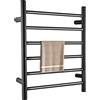 QL Scaldasalviette Elettrico con Timer,Portasciugamani Elettrico a Parete con Temperatura Regolabile,145W,Acciaio Inox 6 Bar,600x500mm,Nero